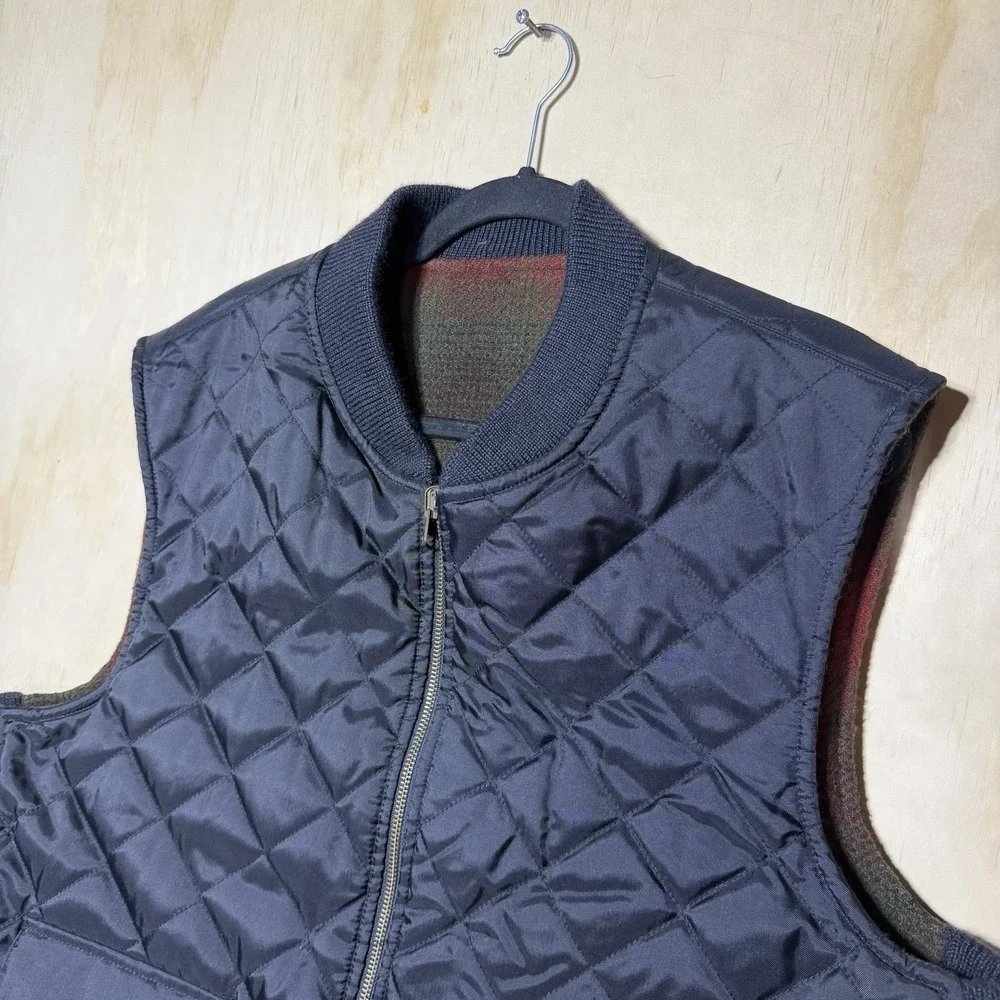 Vintage Polo Sport Ralph Lauren Reversible Vest Wool Plaid Quilted Men's XL